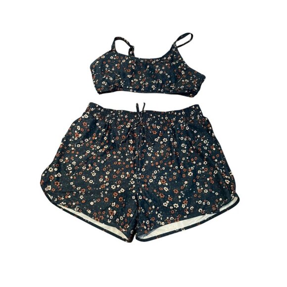 Floral Print Swimsuit Set Size XL | Two-Piece Swim Top & Shorts Tankini Style - Picture 5 of 7